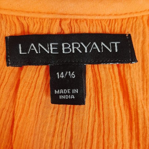 Lane Bryant Gauze/Crochet Orange Top14/16 - Picture 2 of 9